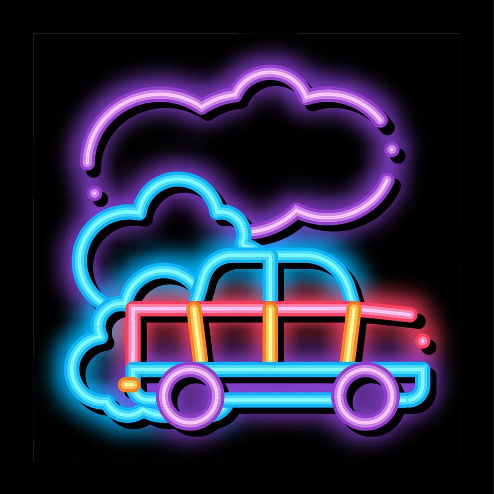 auto co2 kohlenoxid luft neonglühen symbol illustration vektor