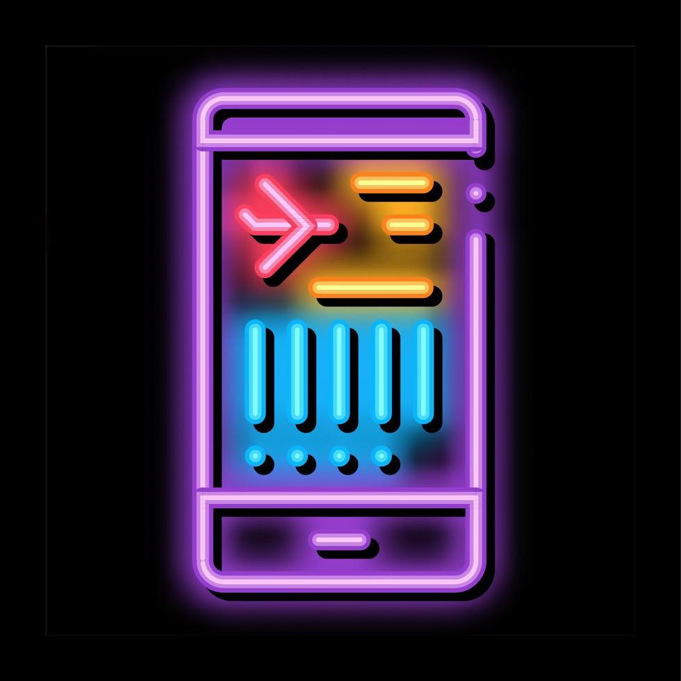 flyg information på telefon neon glöd ikon illustration vektor
