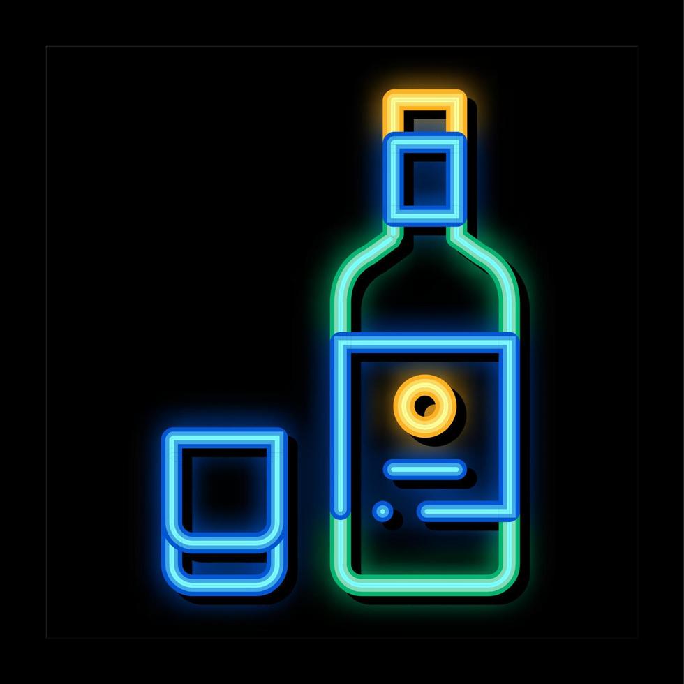skull flaska kopp neon glöd ikon illustration vektor