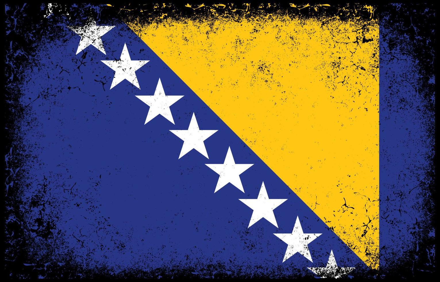 gammal smutsig grunge årgång bosnien och herzegovina nationell flagga illustration vektor