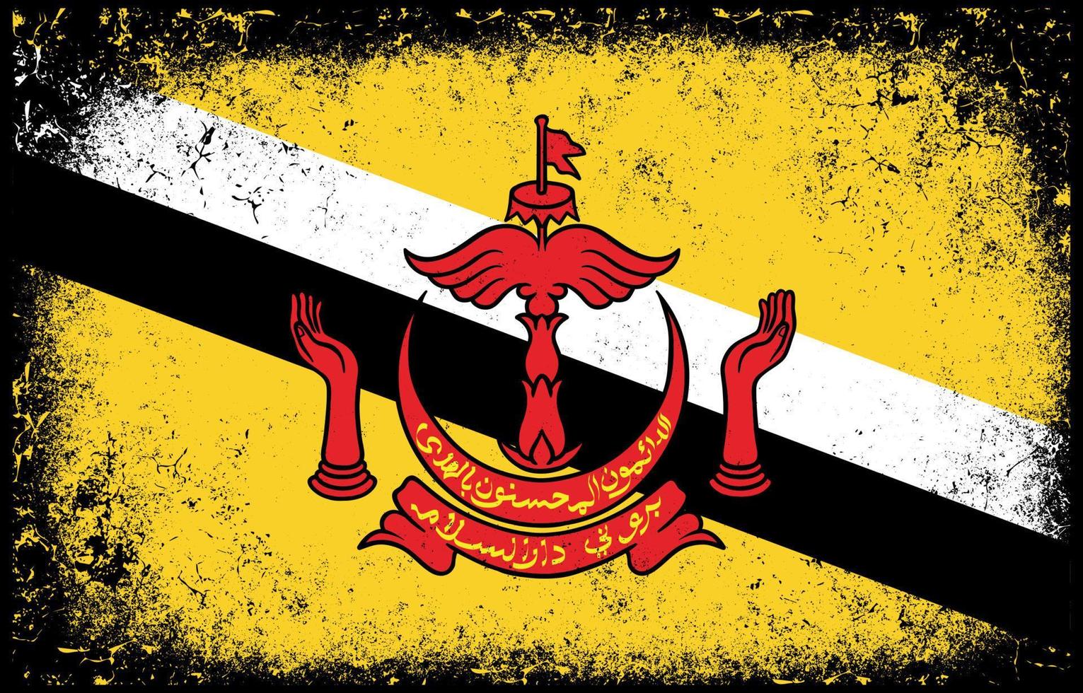 gammal smutsig grunge årgång brunei darussalam nationell flagga illustration vektor