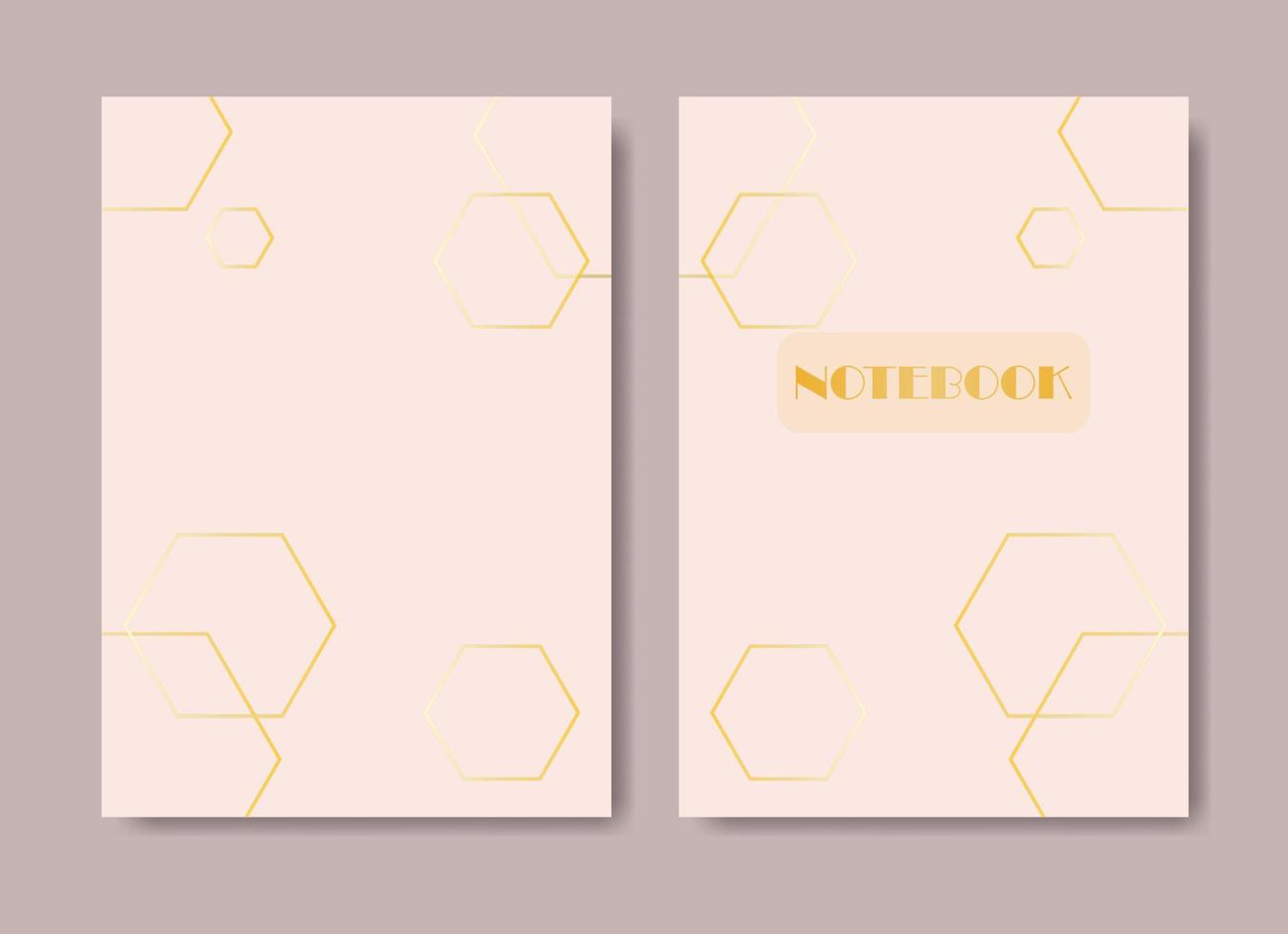 Notebook-Cover mit Wabenformen. goldfarbene Vorlagen. geeignet für Planer und Notizbücher, erste und letzte A5-Seite. eps10-Vektorvorlage. vektor