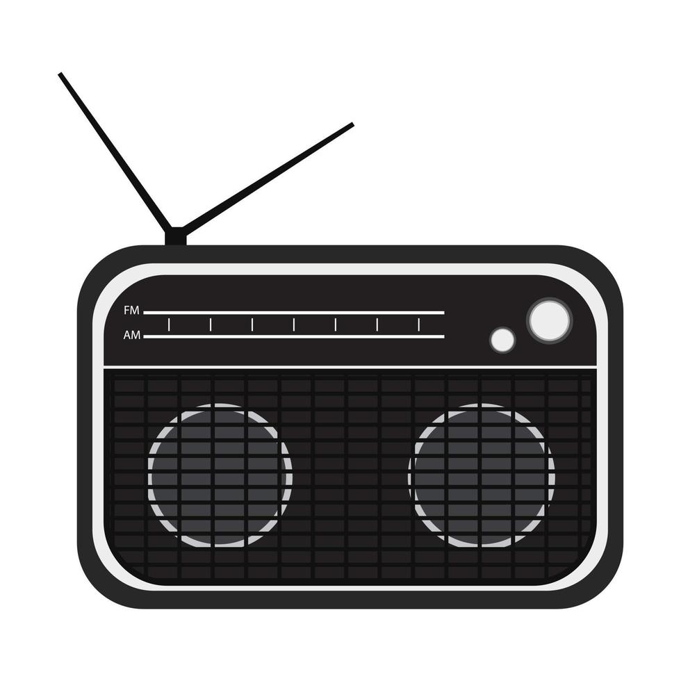 svart retro radio. årgång. vektor illustration