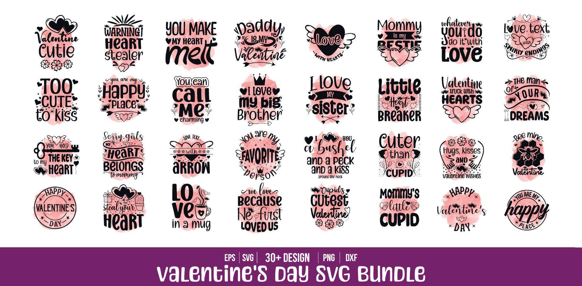 Valentinstag-Svg-Bundle, Valentinstag-T-Shirt-Design zitiert Bundle vektor