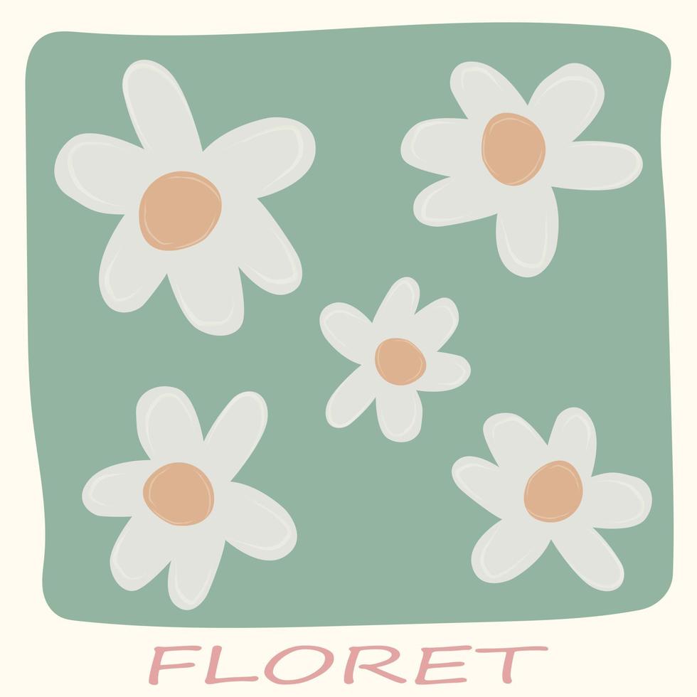 blommor. trädgård blomma, växter ,botanisk, vektor design för mode, tyg, tapeter och Allt grafik på grön mynta bakgrund Färg. små färgrik blommor. vektor illustration.