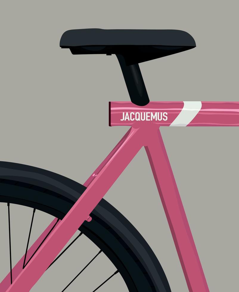 rosa cykel. retro cykel ljus Färg. mode affisch. vektor illustration. jacquemus stil.