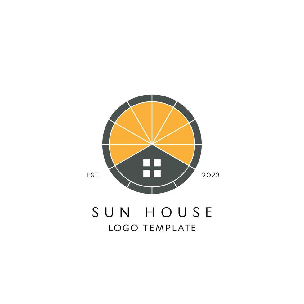 Sol hus logotyp ikon. miljövänlig naturlig Hem byggnad design. isolerat bakgrund vektor