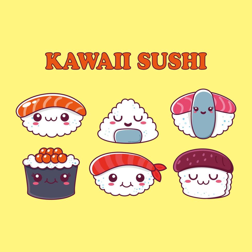 kawaii cartoon sushi charakter vektorillustration vektor