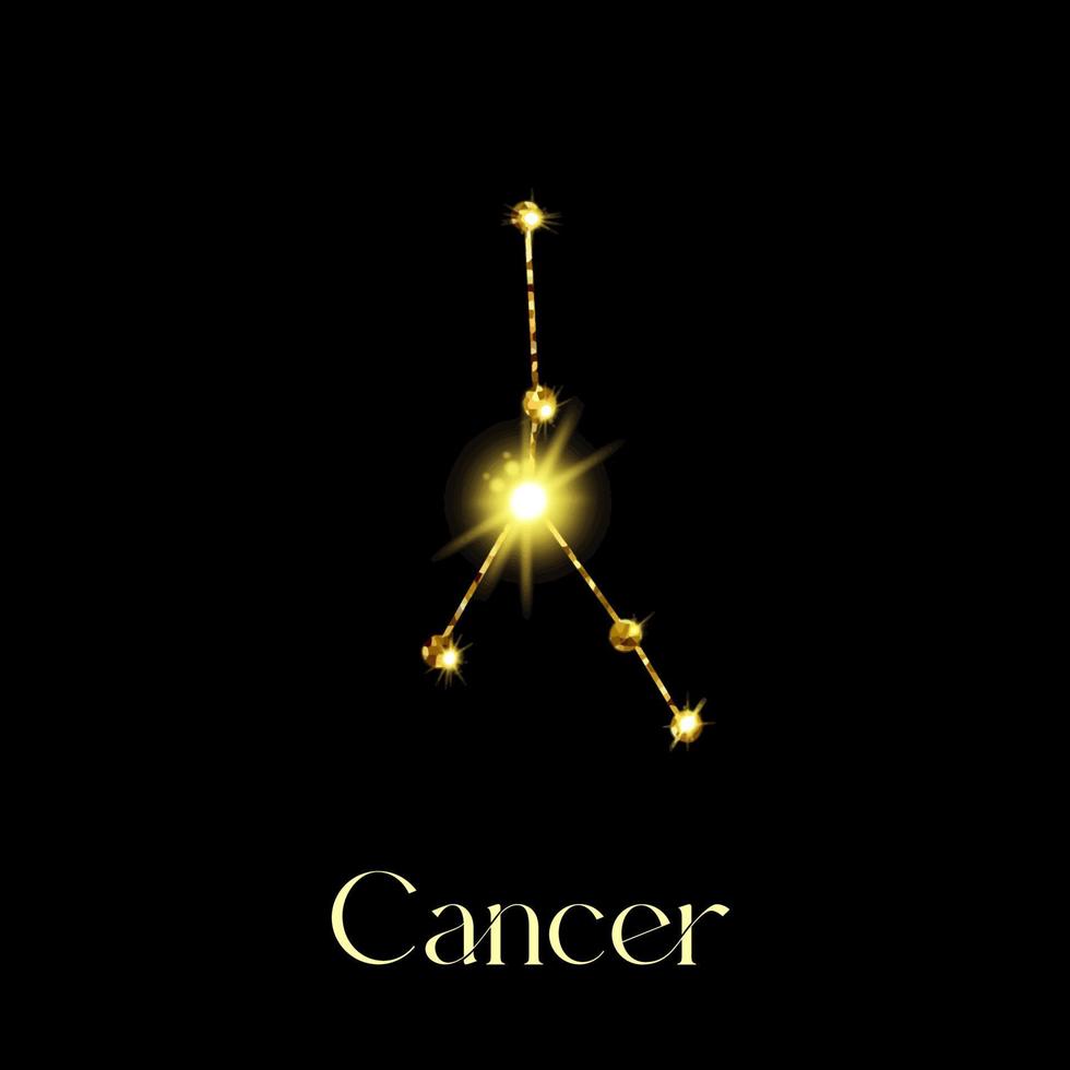Horoskop Krebskonstellationen des Tierkreiszeichens aus einer goldenen Textur auf schwarzem Hintergrund vektor