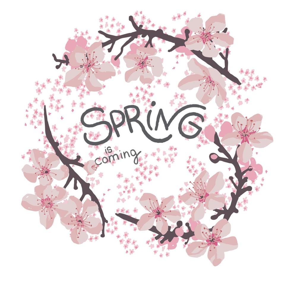 sakura blüht, kirschbaumblüte frühlingsbanner vektor