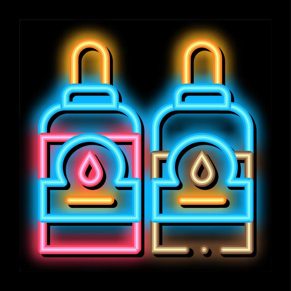 flaskor med bläck neon glöd ikon illustration vektor