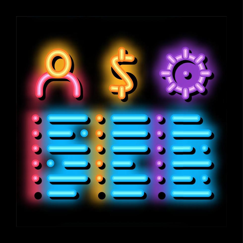 analytisk lista neon glöd ikon illustration vektor