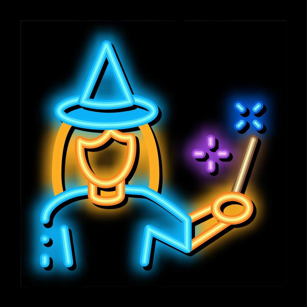 zauberer frau neonglühen symbol illustration vektor