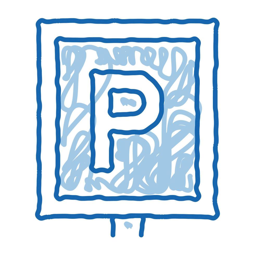 Parkschild Doodle Symbol handgezeichnete Abbildung vektor