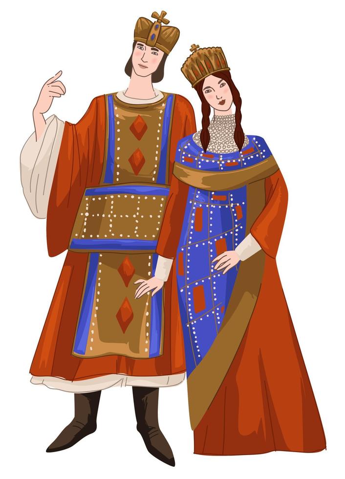 Mann und Frau im traditionellen byzantinischen Anzug vektor