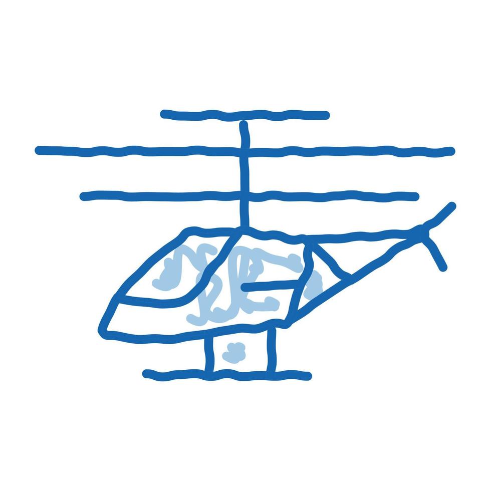 Drönare helikopter klotter ikon hand dragen illustration vektor