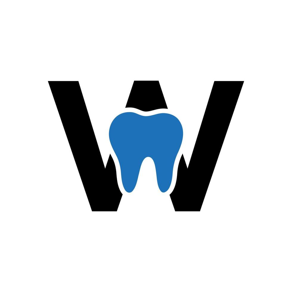 buchstabe w dental logo konzept mit zähne symbol vektorvorlage vektor
