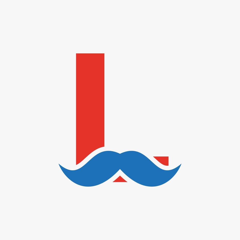 Buchstabe l Barbershop-Logo-Design. Friseur-Logo für Schnurrbart-Stil und Modesymbol vektor