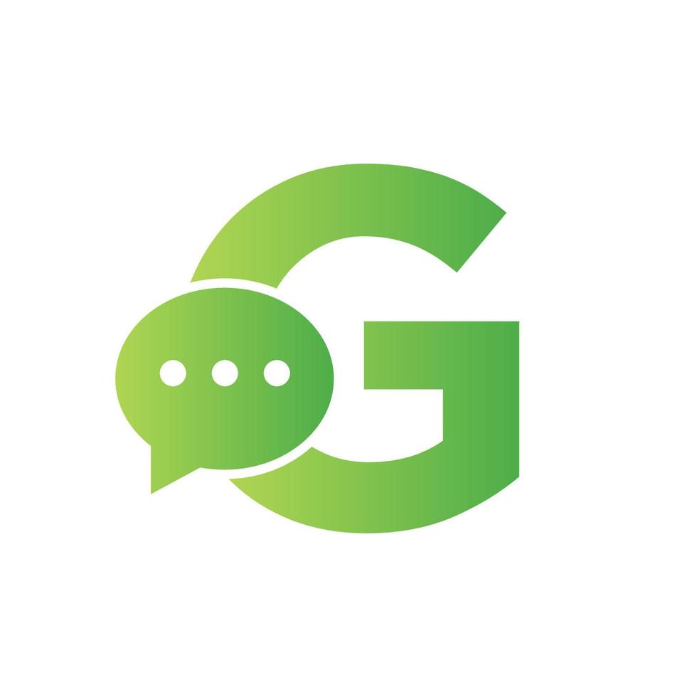brev g chatt kommunicera logotyp design begrepp med bubbla chatt symbol vektor