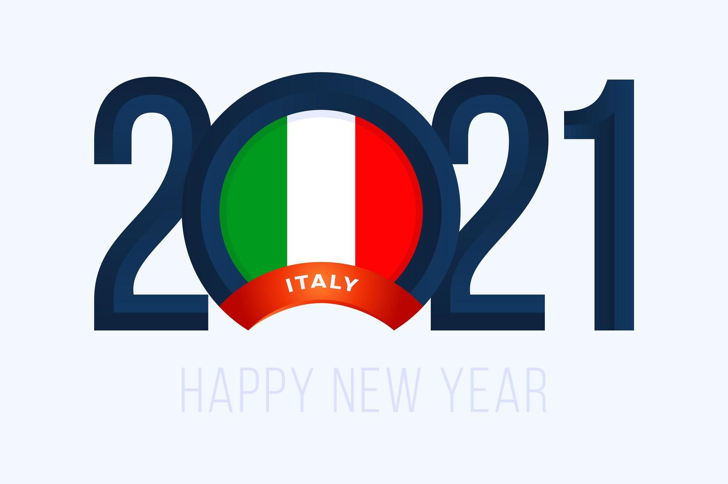 Neujahr 2021 Typografie mit italienischer Flagge vektor