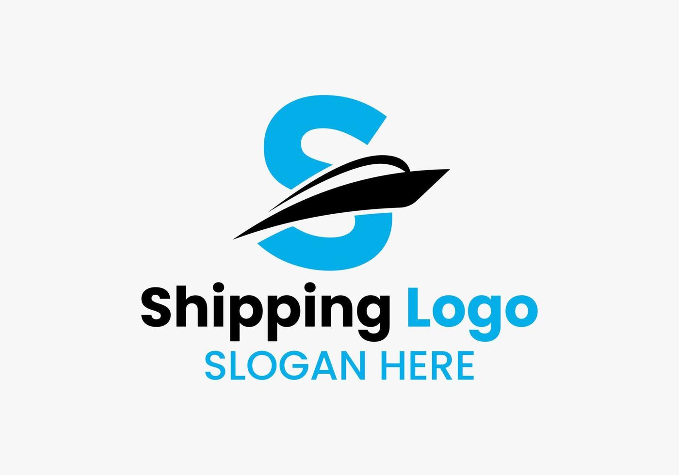 brev s frakt logotyp segelbåt symbol. nautisk fartyg segling båt ikon vektor