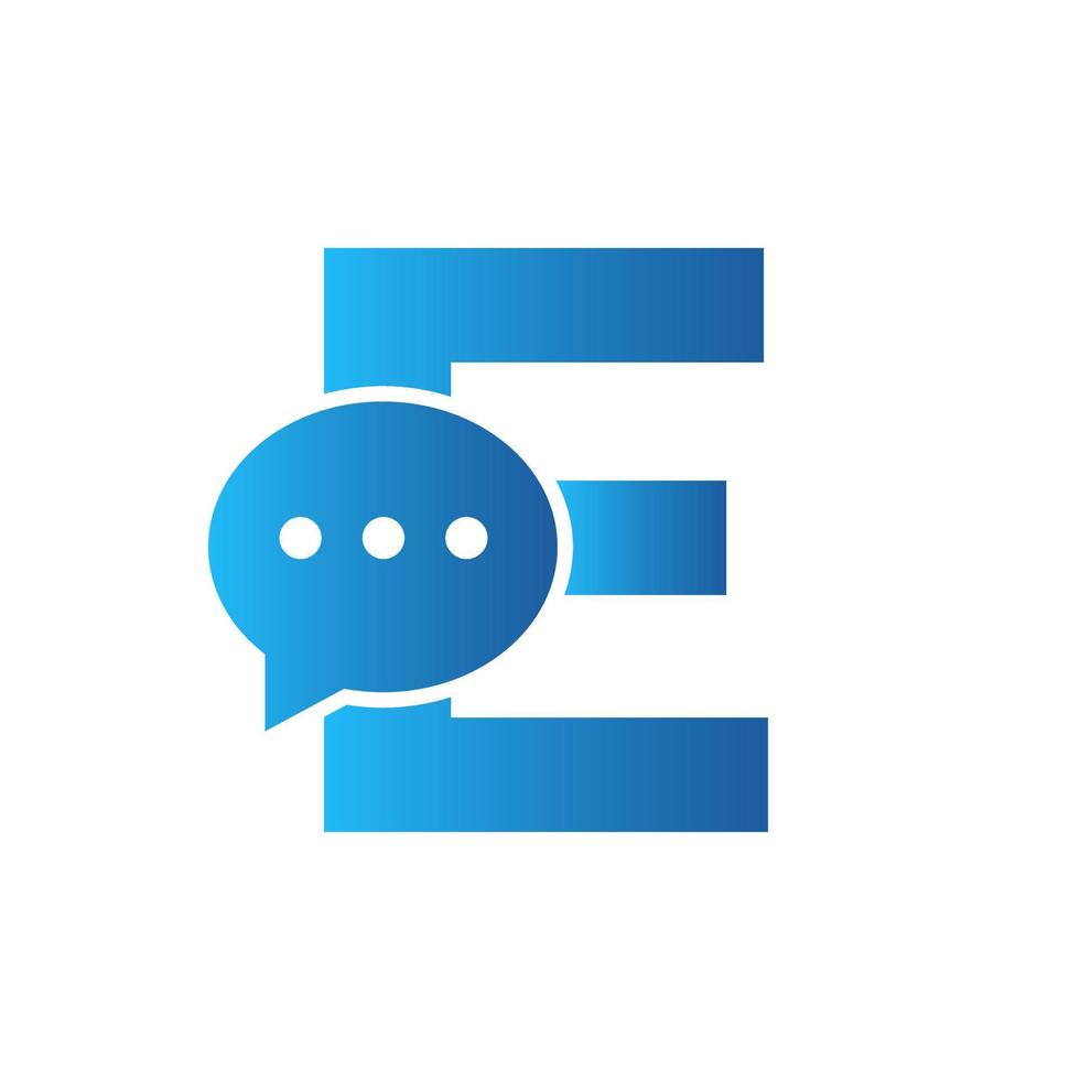 buchstabe e chat kommunizieren logo-design-konzept mit blasen-chat-symbol vektor