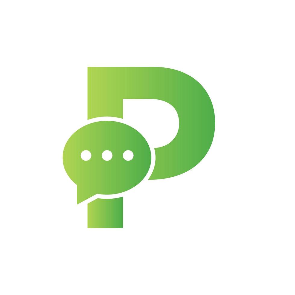 Buchstabe p Chat kommunizieren Logo-Design-Konzept mit Bubble-Chat-Symbol vektor