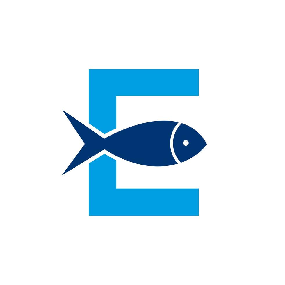 brev e fisk logotyp, hav logotyp vektor mall