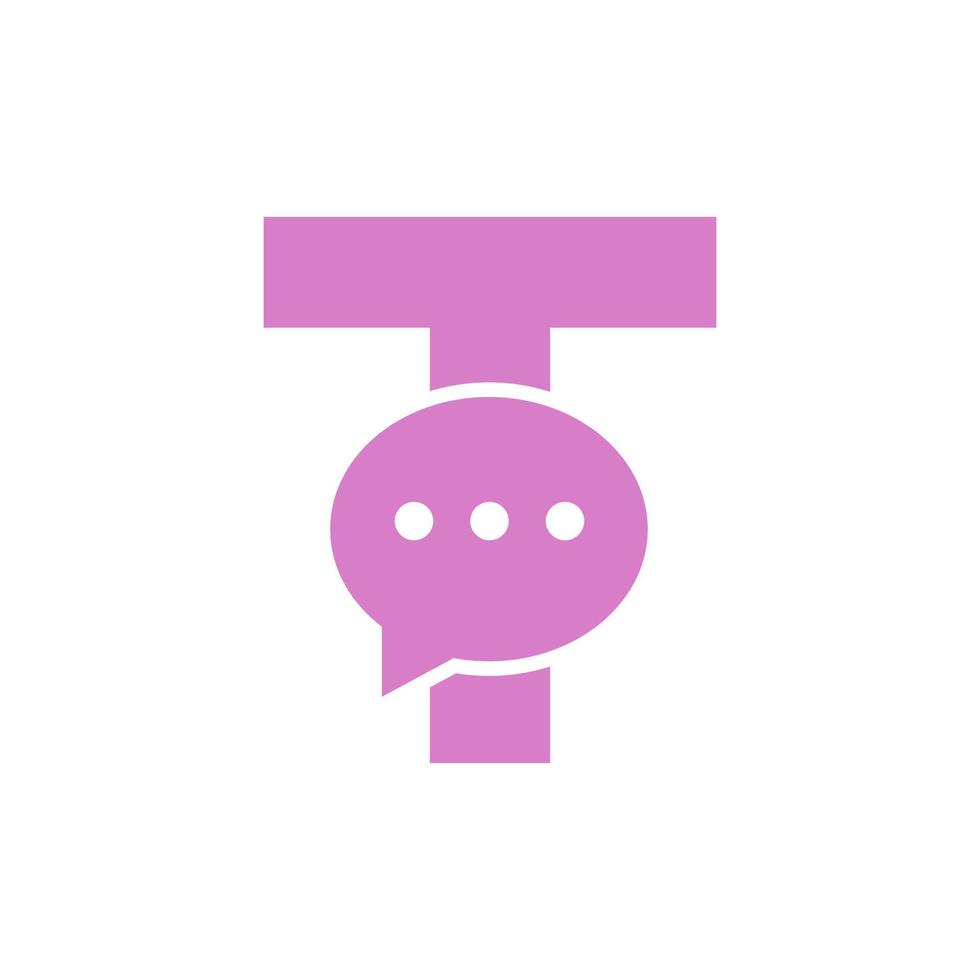 Buchstabe t Chat kommunizieren Logo-Design-Konzept mit Bubble-Chat-Symbol vektor