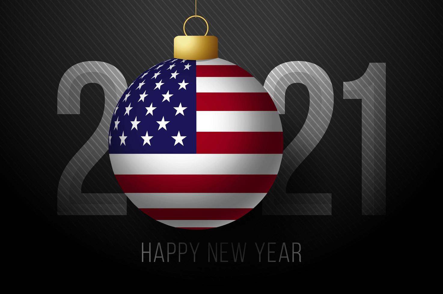 Neujahr 2021 Typografie mit USA Flagge Ornament vektor