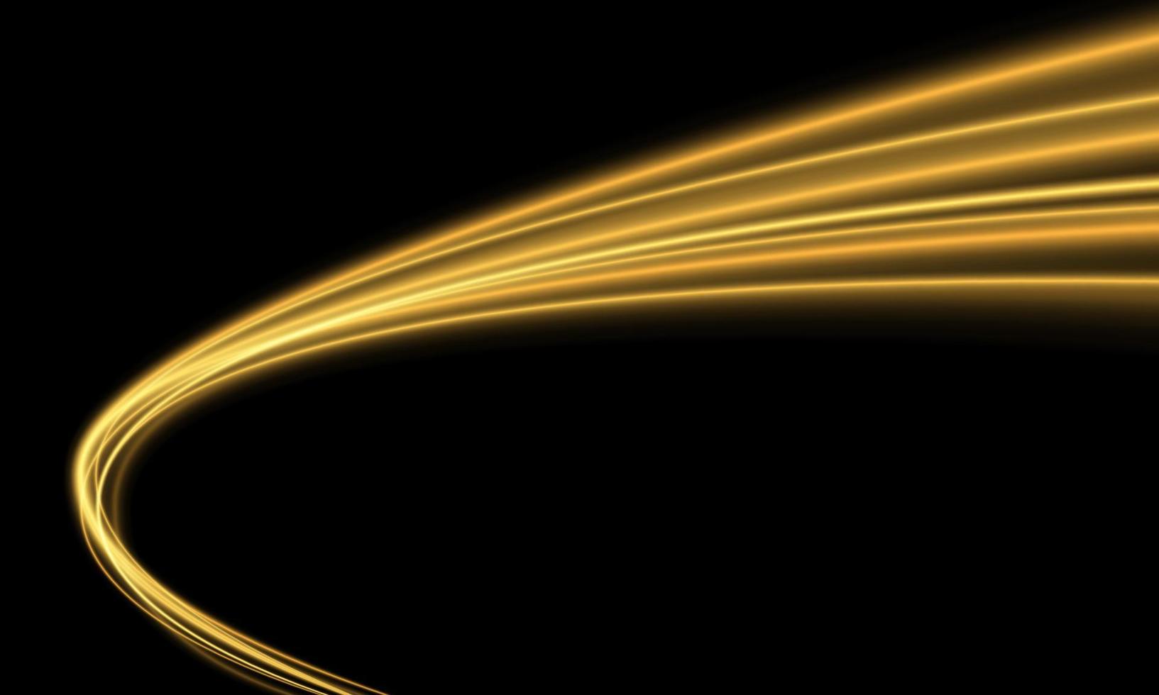 abstrakte goldlichtgeschwindigkeitskurve auf schwarzem hintergrundvektor der transporttechnologie vektor