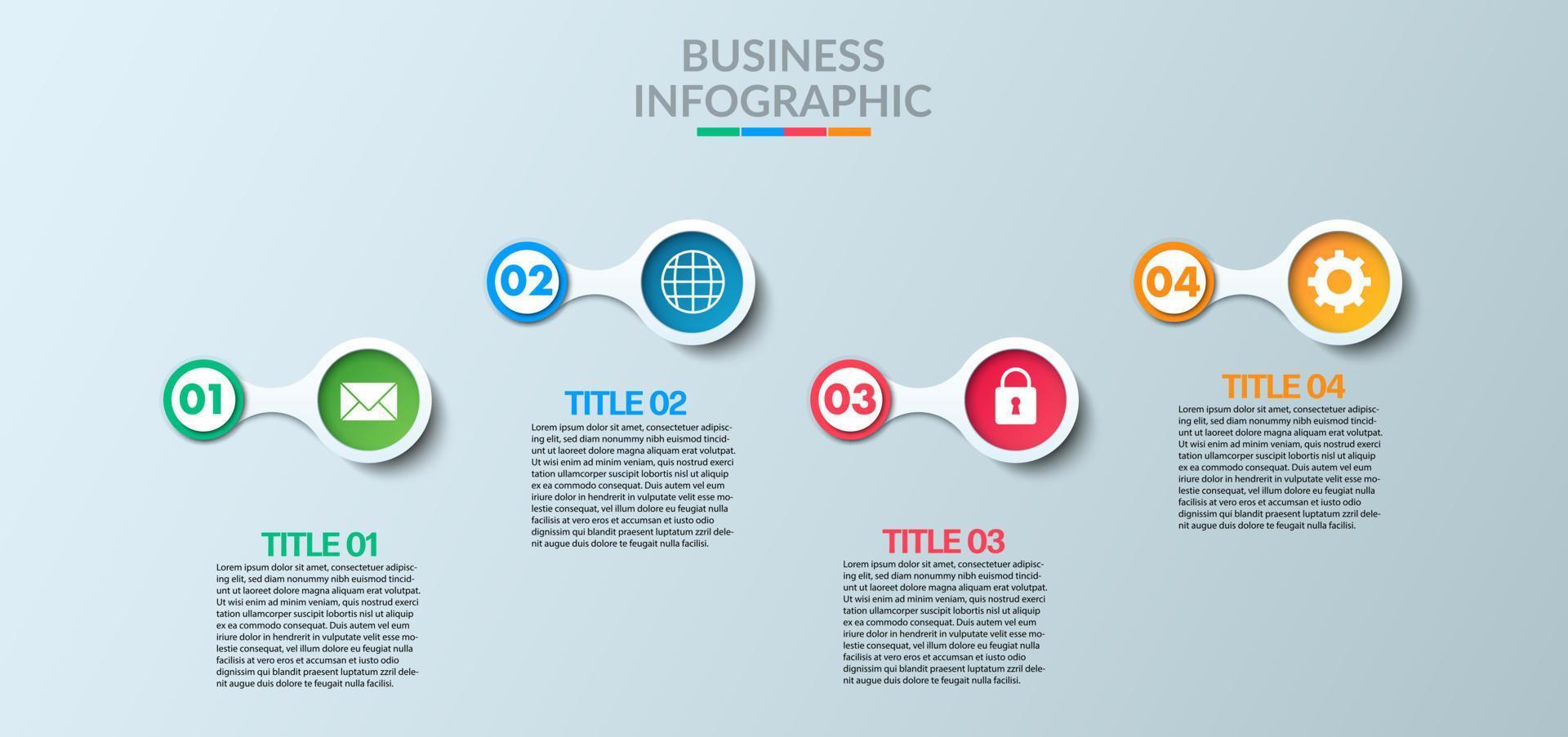 Business-Infografik. moderne Infografik-Vorlage. abstraktes Diagramm mit 4 Schritten, Optionen, Teilen oder Prozessen. Vektorgeschäftsvorlage für die Präsentation. kreatives konzept für infografik vektor