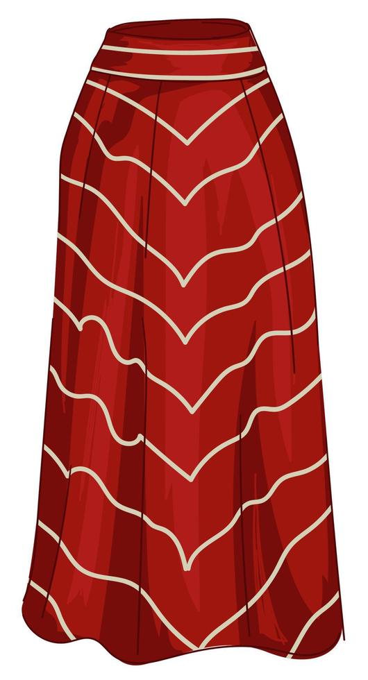 lång röd kjol med geometrisk skriva ut, maxi klänning vektor