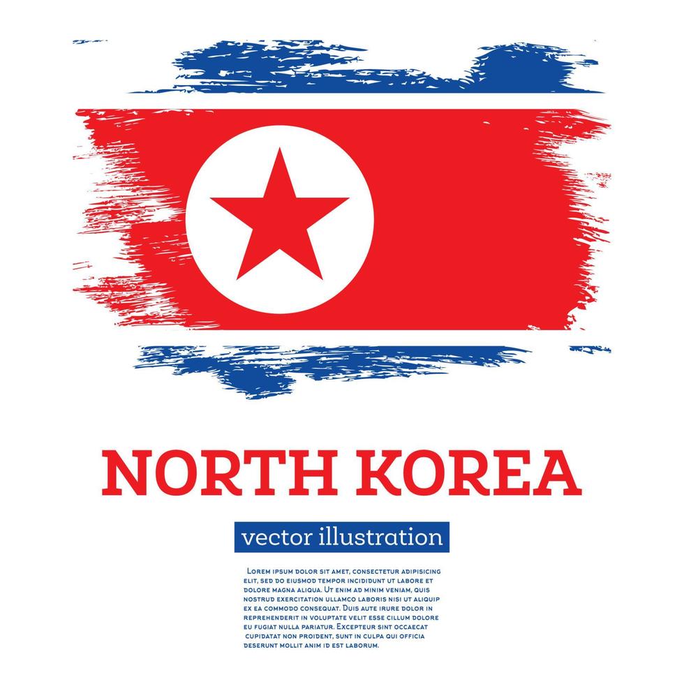 nordkorea-flagge mit pinselstrichen. Tag der Unabhängigkeit. vektor