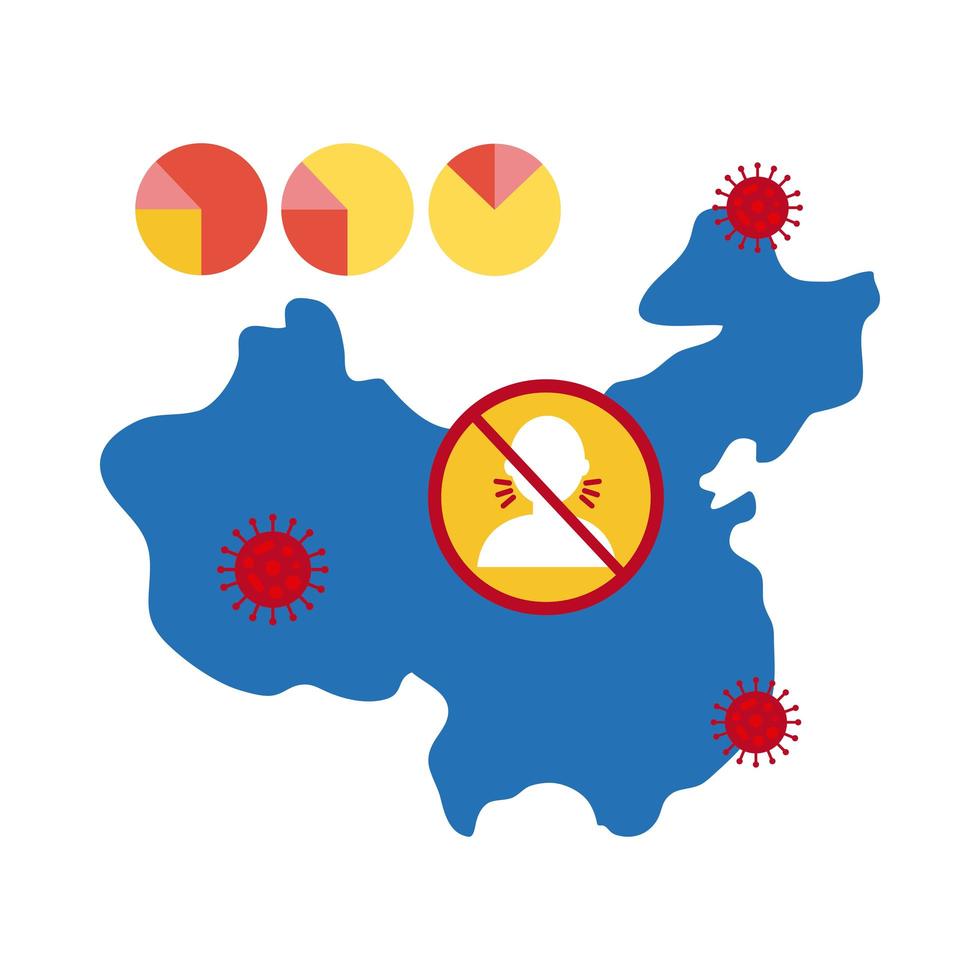 kinesisk karta med coronavirus infographic ikon vektor