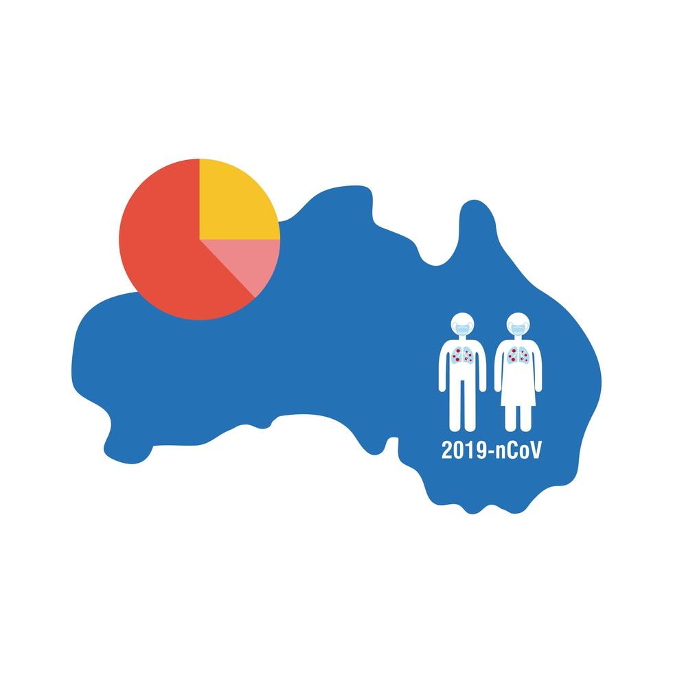 Karte mit Coronavirus-Infografik-Symbol vektor