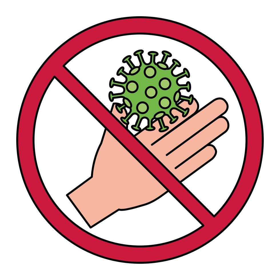 Hand mit Coronavirus Stoppschild vektor