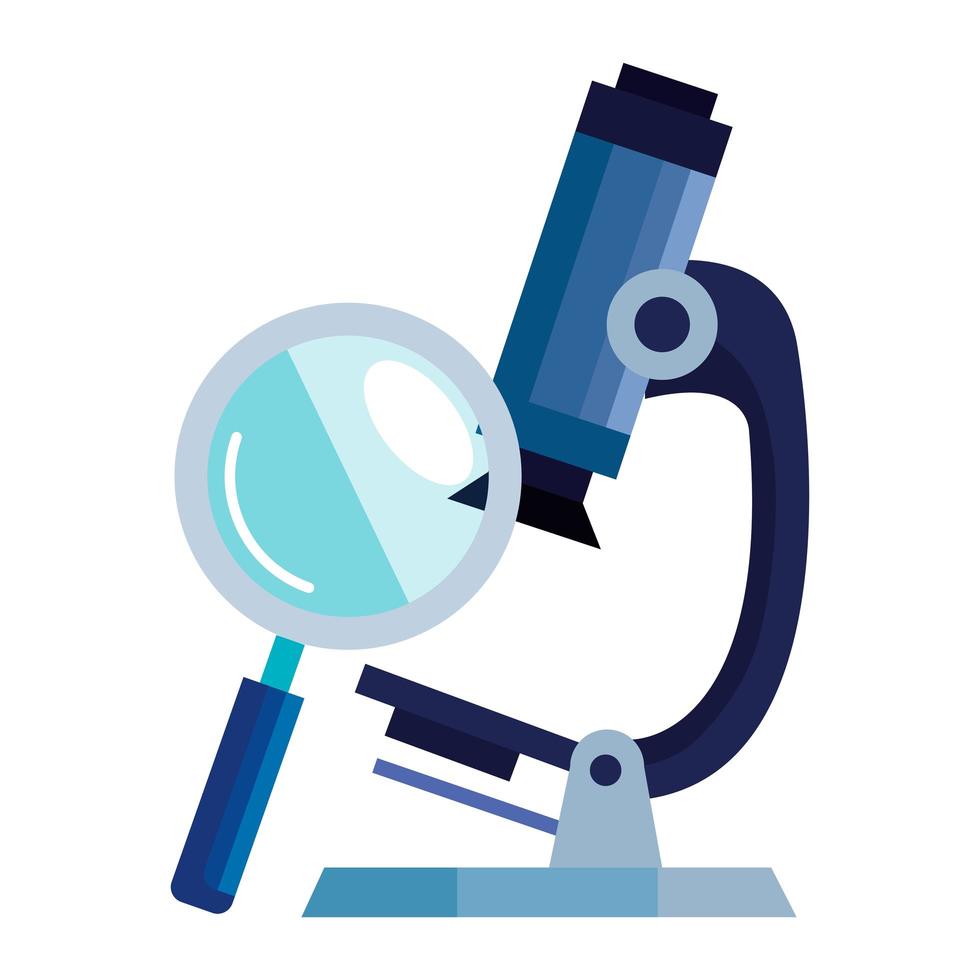 mikroskop med förstoringsglas isolerad ikon vektor