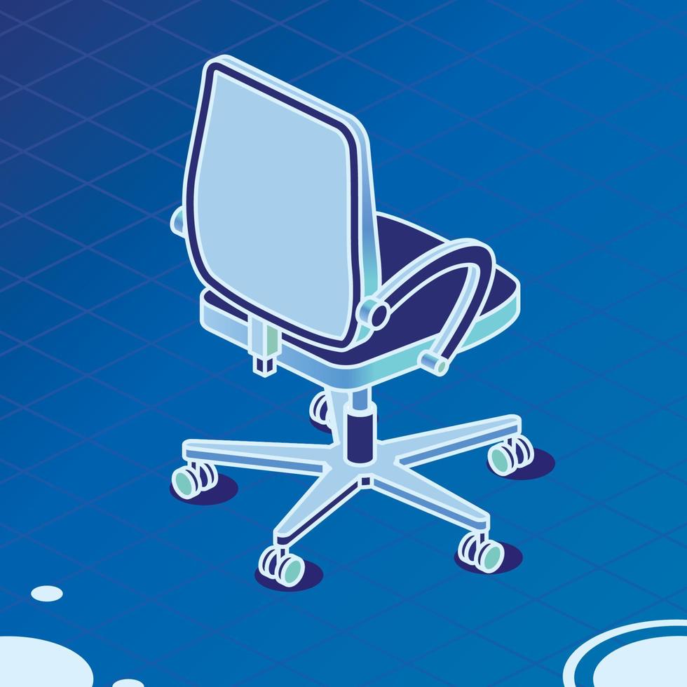 isometrisk kontor stol på hjul. skrivbord stol ikon. möbel för interiör. vektor