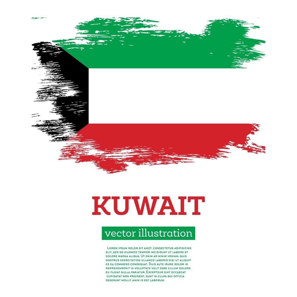 kuwait flagga med borsta slag. oberoende dag. vektor