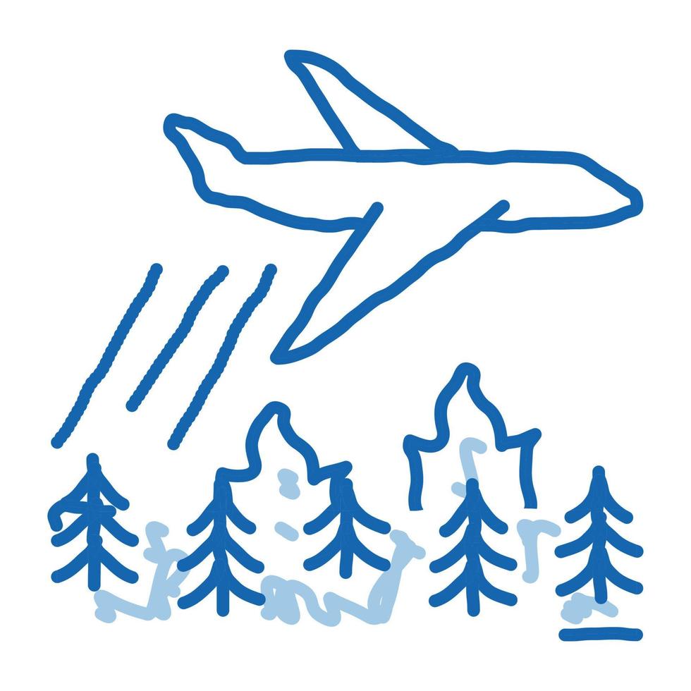 flygplan skog brand släck klotter ikon hand dragen illustration vektor