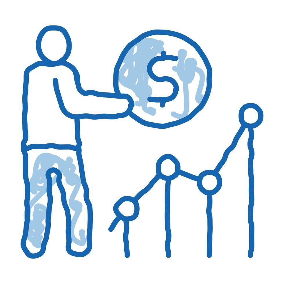 Mann Geld verdienen Infografik Doodle Symbol handgezeichnete Abbildung vektor