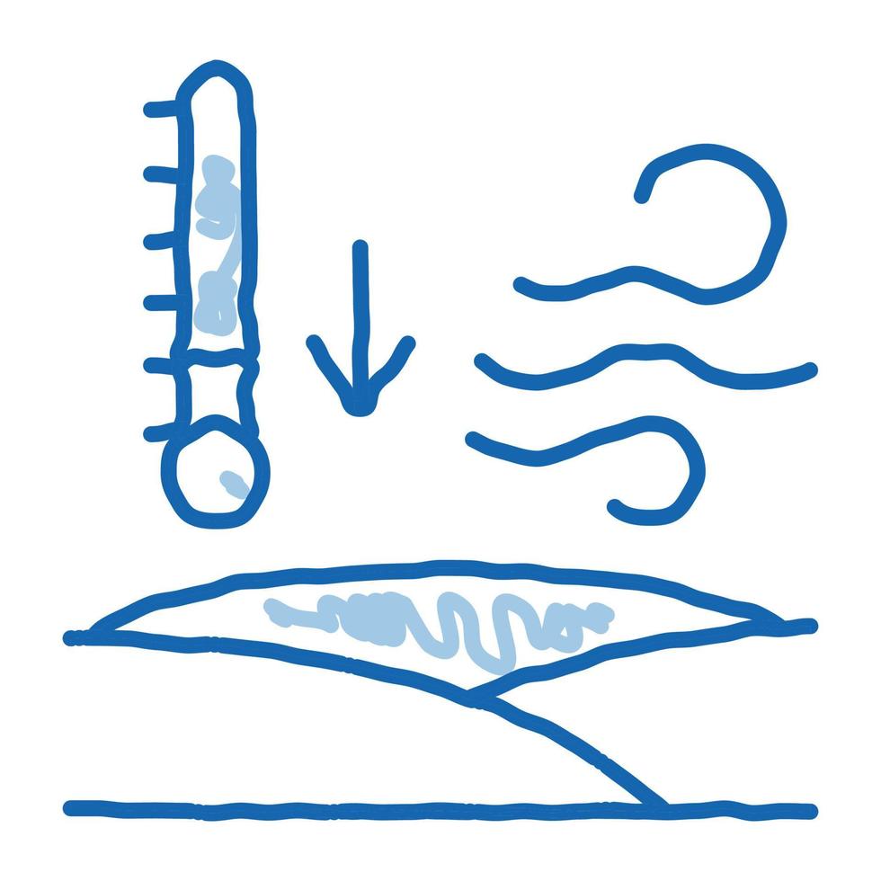 Gekritzelikone der niedrigen arktischen Temperatur Hand gezeichnete Illustration vektor