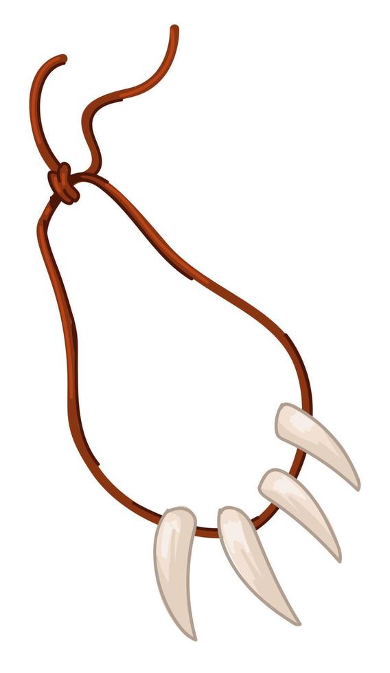 Halskette aus Reißzähnen oder Knochen, prähistorischer Schmuck vektor
