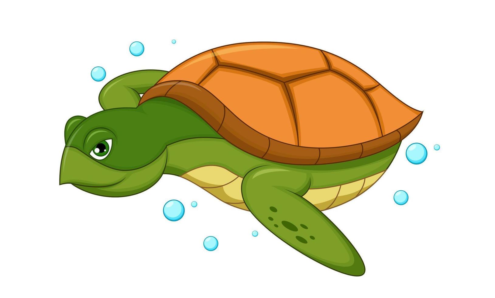 hav sköldpadda simning tecknad serie, vektor illustration