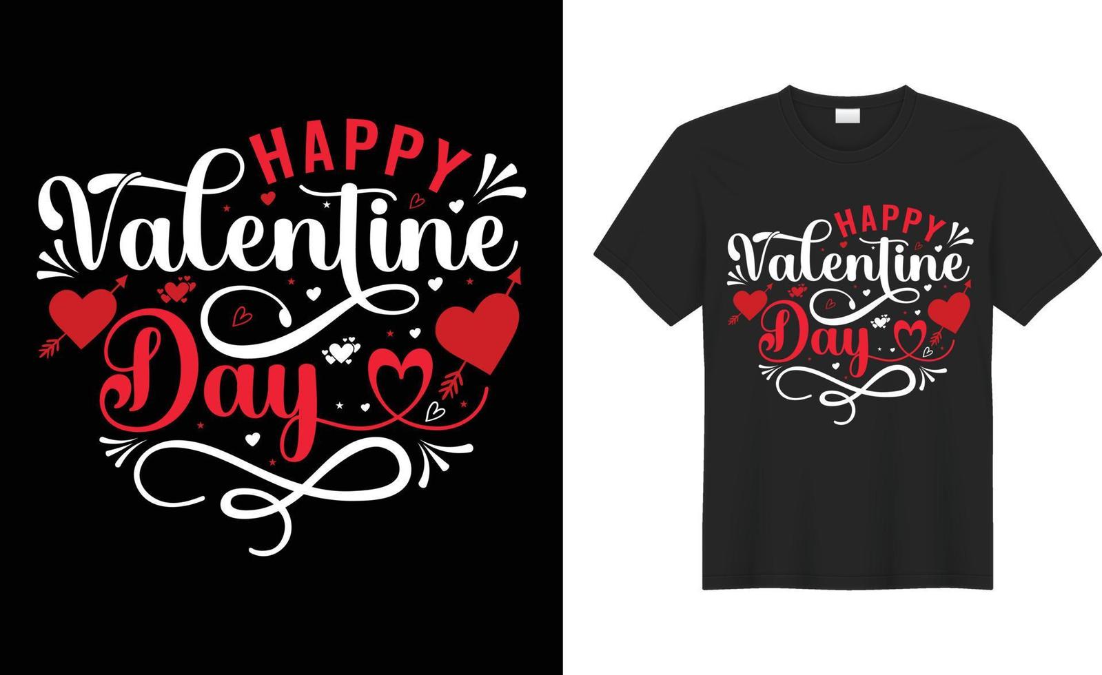 happy valentinstag paar typografie t-shirt design vektorvorlage. fröhlichen Valentinstag vektor