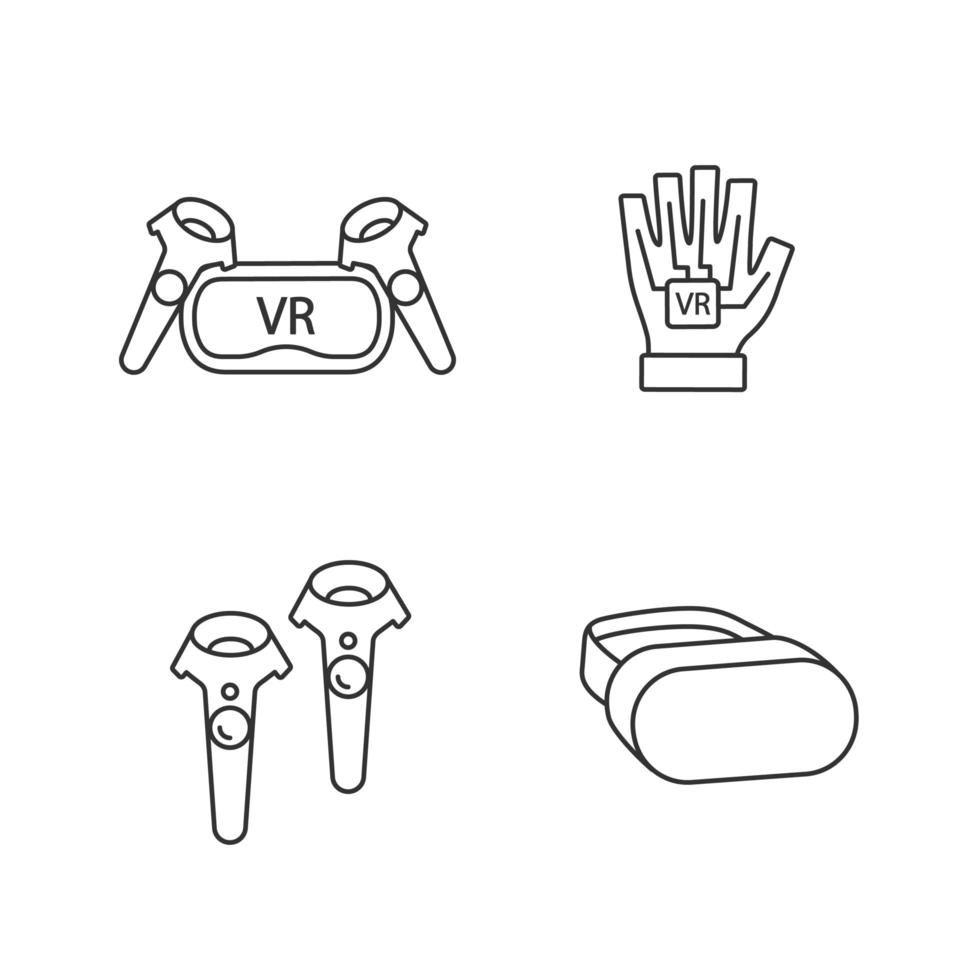 Lineare Symbole für Geräte mit virtueller Realität festgelegt vektor