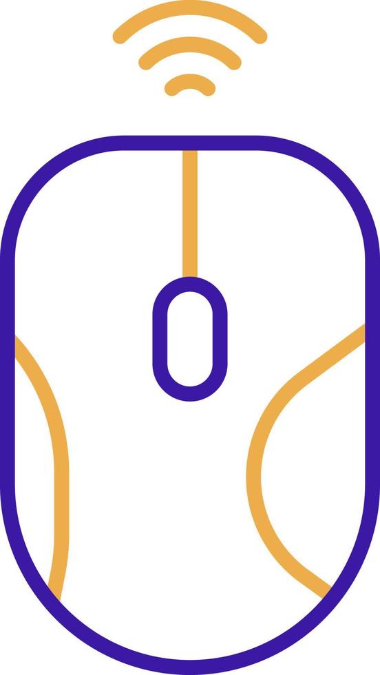 Symbol für kabellose Maustechnologie mit violettem und orangefarbenem Duotone-Stil. Datenverarbeitung, Diagramm, Download, Datei, Ordner, Grafik, Laptop . Vektor-Illustration vektor