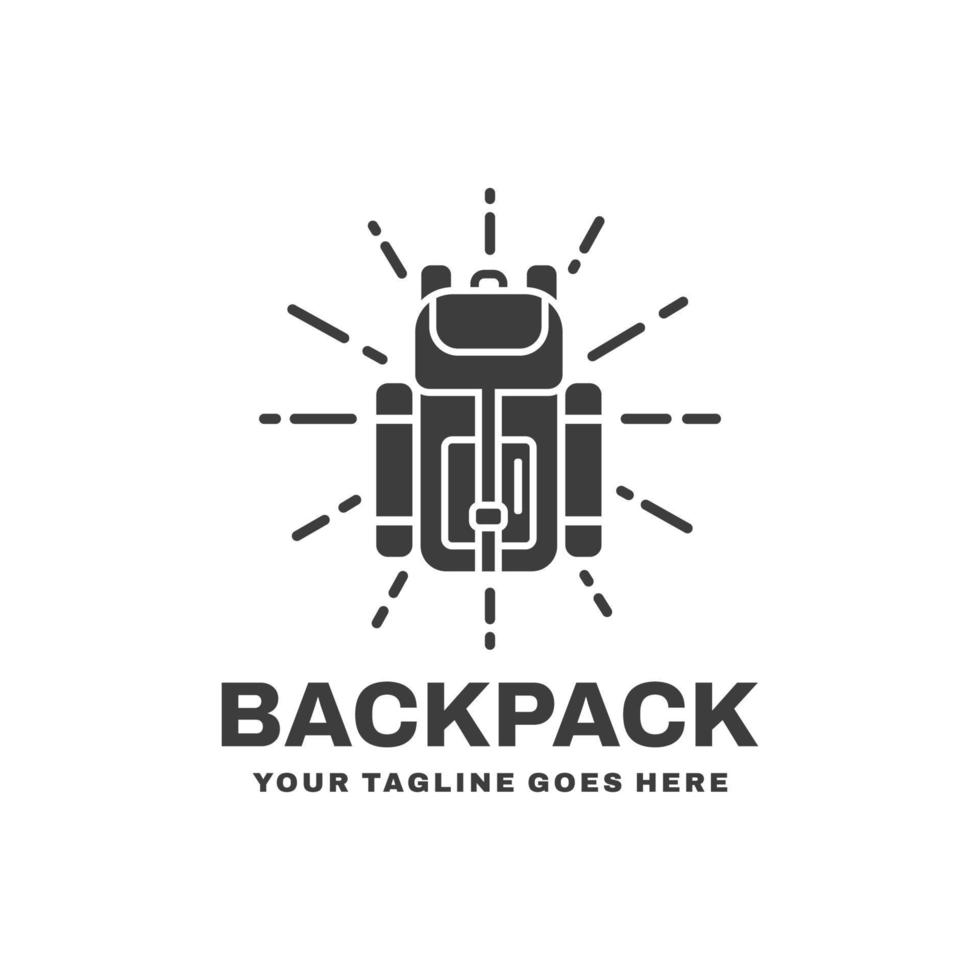 ryggsäck logotyp design vektor. backpacker logotyp vektor