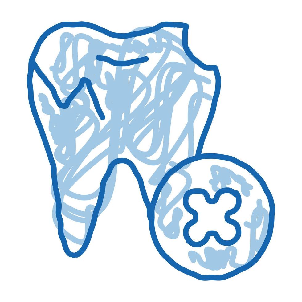 zahnarzt stomatologie ungesunde zahn gekritzel symbol hand gezeichnete illustration vektor